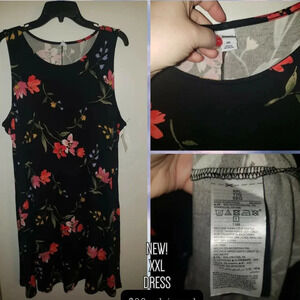 XXL black floral dress